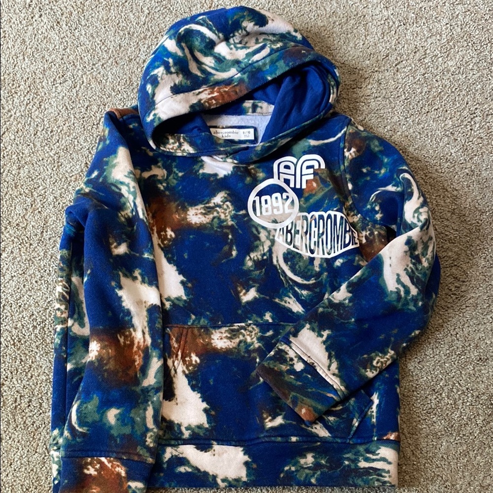 Abercrombie kids 9/10 Blue and Brown Tie-Dye Hoodie EUC